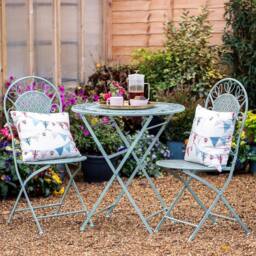 FLAVORA Dorset Wrought Iron Garden Bistro Set Victorian 2-Seater Foldable in Pale Green - Size: 0.6m2 - thumbnail 4