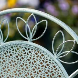 FLAVORA Dorset Wrought Iron Garden Bistro Set Victorian 2-Seater Foldable in Pale Green - Size: 0.6m2 - thumbnail 5