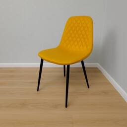 KOSY KOALA Round Clear Glass Dining Table Set with 4 Mustard Gem Pattern Chairs - thumbnail 2