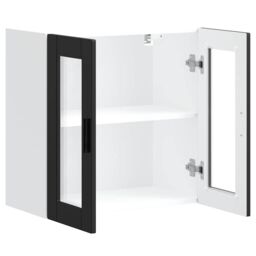Berkfield Home Kitchen Wall Cabinet with Glass Door Porto Black - thumbnail 6