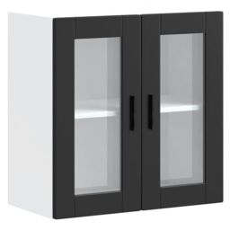 Berkfield Home Kitchen Wall Cabinet with Glass Door Porto Black - thumbnail 2