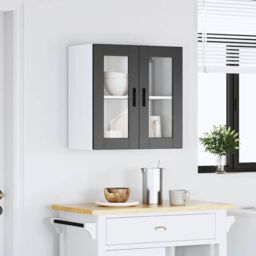 Berkfield Home Kitchen Wall Cabinet with Glass Door Porto Black - thumbnail 4