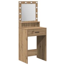 Berkfield Home Dressing Table with LED Lights - Artisan Oak, 50x41x135 cm in Brown - Size: 50 x 41 x 135 cm - thumbnail 2