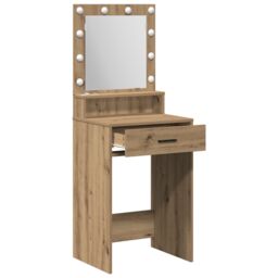 Berkfield Home Dressing Table with LED Lights - Artisan Oak, 50x41x135 cm in Brown - Size: 50 x 41 x 135 cm - thumbnail 4