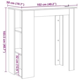 Berkfield Home Bar Table with Shelf Old Wood 102x50x103.5 cm Engineered Wood in Brown - thumbnail 9