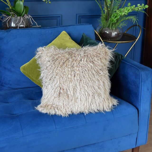 Madison & Mayfair Luxurious Natural Fleece & Suede Square Cushion in Light Brown - image 1