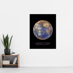 "Artery8 Wall Art Print Nasa Explore Mercury Messenger Spacecraft Space Planet Hokusai Crater Rainbow Thermal Poster in Black - Size: W12"" x H16""" - thumbnail 4