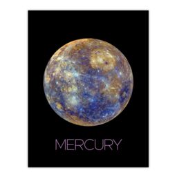 "Artery8 Wall Art Print Nasa Explore Mercury Messenger Spacecraft Space Planet Hokusai Crater Rainbow Thermal Poster in Black - Size: W12"" x H16""" - thumbnail 1