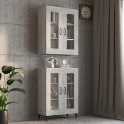 Berkfield Home Hanging Wall Cabinet Concrete Grey 69.5x34x90 cm - thumbnail 1