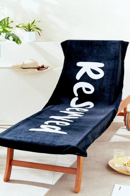 Catherine Lansfield 'Reserved' Beach Sun Lounger Towel in Black - image 1