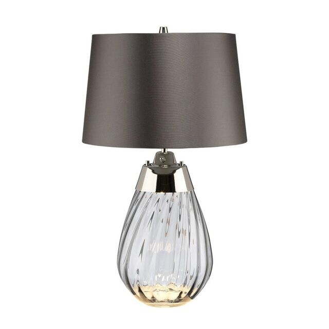 Netlighting Lena 2 Light Small Smoke Table Lamp Smoketinted Glass Slate Shade E27 in Black - image 1