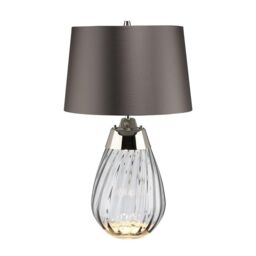 Netlighting Lena 2 Light Small Smoke Table Lamp Smoketinted Glass Slate Shade E27 in Black