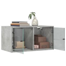 Berkfield Home Wall Cabinets with Glass Doors 2 pcs Concrete Grey 68.5x37x35 cm - thumbnail 5