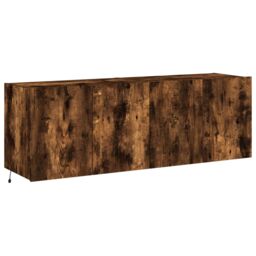 Berkfield Home TV Wall Cabinets with LED Lights 2 pcs Smoked Oak 60x35x41 cm in Brown - Size: 60 x 35 x 41 cm - thumbnail 3