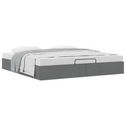 Berkfield Home Ottoman Bed Frame without Mattress Dark Grey Super King Fabric - thumbnail 5