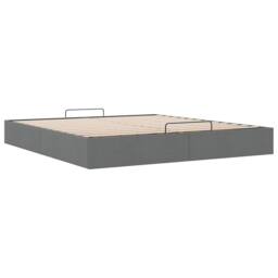Berkfield Home Ottoman Bed Frame without Mattress Dark Grey Super King Fabric - thumbnail 6