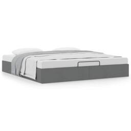 Berkfield Home Ottoman Bed Frame without Mattress Dark Grey Super King Fabric - thumbnail 4