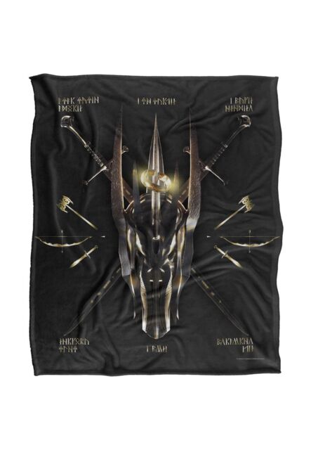 Warner Bros. Lord of The Rings Sauron Runes Silky Touch Super Soft Throw Blanket 152 X 127 cm in White - image 1