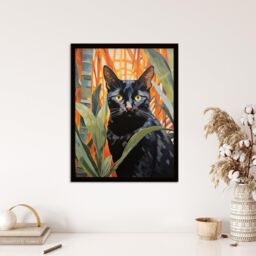 Wee Blue Coo Wall Art Print Botanical Black Cat Lovers Portrait Living Room Framed - Size: A4 - thumbnail 4