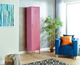 Moderna Pink Metal Locker 3 Shelf Cabinet, Industrial Storage for Home or Office - thumbnail 2