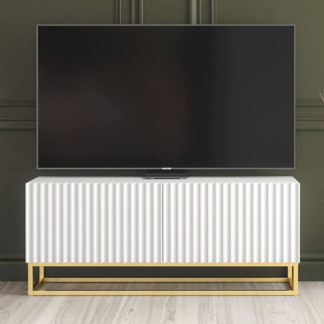 Creative Furniture Ripple TV Unit 100cm - White with Fluted Doors - image 1