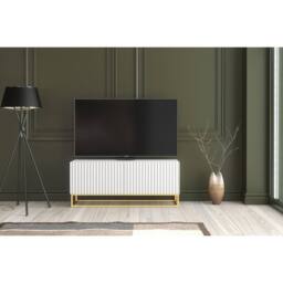 Creative Furniture Ripple TV Unit 100cm - White with Fluted Doors - thumbnail 3