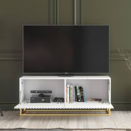 Creative Furniture Ripple TV Unit 100cm - White with Fluted Doors - thumbnail 2