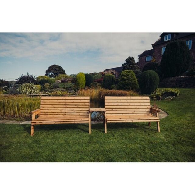 Churnet Valley Garden Furniture Ltd Valley 6 Seat Set 2X3B Straight Tray - Timber - Fully Assembled in Brown - image 1
