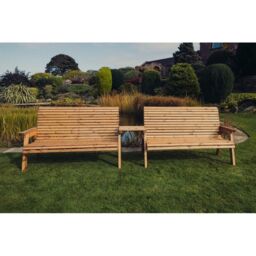 Churnet Valley Garden Furniture Ltd Valley 6 Seat Set 2X3B Straight Tray - Timber - Fully Assembled in Brown - thumbnail 4