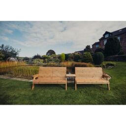 Churnet Valley Garden Furniture Ltd Valley 6 Seat Set 2X3B Straight Tray - Timber - Fully Assembled in Brown - thumbnail 2