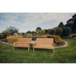 Churnet Valley Garden Furniture Ltd Valley 6 Seat Set 2X3B Straight Tray - Timber - Fully Assembled in Brown - thumbnail 3