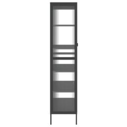 Berkfield Home Highboard Black 85x40x180 cm Glass & Steel - Size: 85 x 40 x 180 cm - thumbnail 7