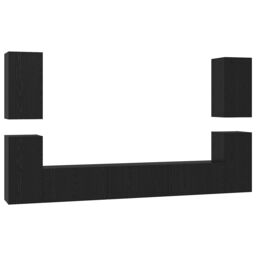 Berkfield Home TV Cabinet with Shelf Other with Storage with Door 7 pcs Black oak Engineered wood - thumbnail 2
