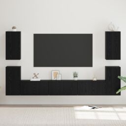 Berkfield Home TV Cabinet with Shelf Other with Storage with Door 7 pcs Black oak Engineered wood - thumbnail 4