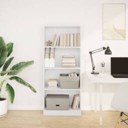 Berkfield Home Bookcase White 60x24x143 cm Engineered Wood - Size: 60 x 24 x 143 cm - thumbnail 3