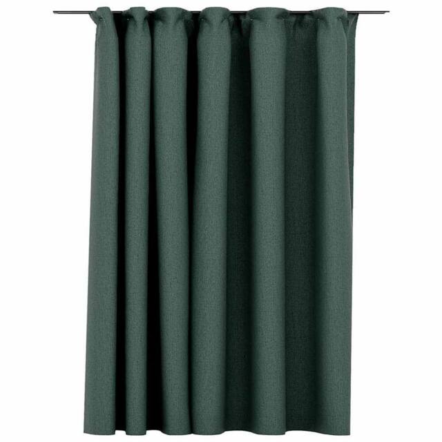 Berkfield Home Linen-Look Blackout Curtain with Hooks Green 290x245 cm - image 1