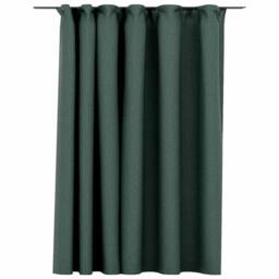 Berkfield Home Linen-Look Blackout Curtain with Hooks Green 290x245 cm - thumbnail 1