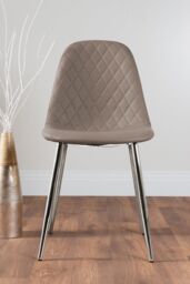 FurnitureboxUK Carson White Marble Effect Dining Table & 6 Corona Silver Chairs in Beige - thumbnail 4