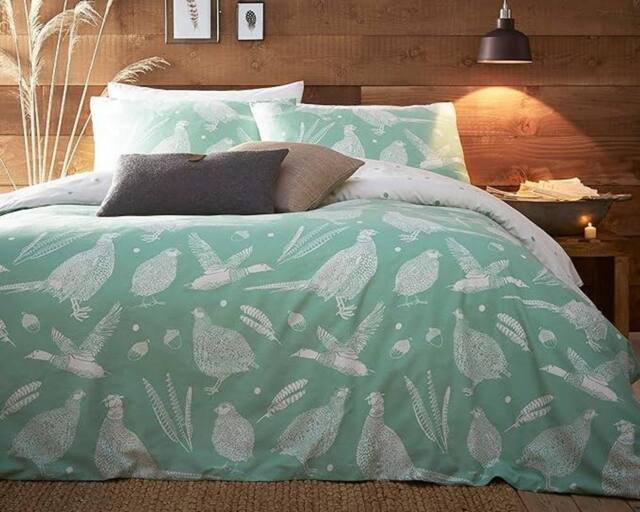 Creative Cloth Superking Duvet Moorland Birds Reversible Set Green - Size: Super King - image 1