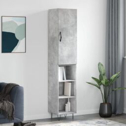 Berkfield Home Highboard Concrete Grey 34.5x34x180 cm Engineered Wood - thumbnail 1