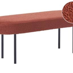 Wyld and Coco Golden Brown Boucle Bench Slim Iron Legs Oval Seat W98 x D35 x H38cm - thumbnail 2