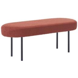 Wyld and Coco Golden Brown Boucle Bench Slim Iron Legs Oval Seat W98 x D35 x H38cm - thumbnail 3
