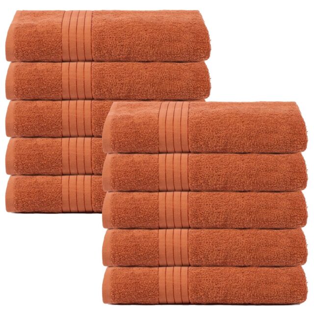 OHS 10 Pack of 100% Cotton Bath Sheet Bathroom Towel in Burnt Orange - image 1