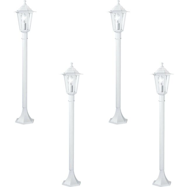 Loops 4 PACK IP44 Outdoor Bollard Light White Aluminium Lantern 60W E27 Lamp Post - image 1