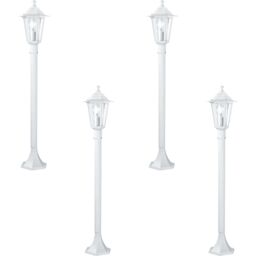 Loops 4 PACK IP44 Outdoor Bollard Light White Aluminium Lantern 60W E27 Lamp Post