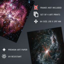 Artery8 Pack of 4 NASA James Webb Space Telescope Images Prelude to Supernova Gas Dust Galaxies NGC 7496 NGC 1433 Unframed Wall Art Living Room - thumbnail 4