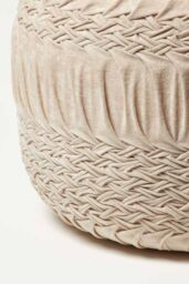 Homescapes Sofia Pleated Velvet Pouffe in Cream - thumbnail 3