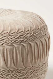 Homescapes Sofia Pleated Velvet Pouffe in Cream - thumbnail 4