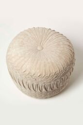 Homescapes Sofia Pleated Velvet Pouffe in Cream - thumbnail 5