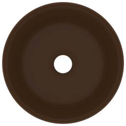 Berkfield Home Luxury Wash Basin Round Matt Dark Brown 40x15 cm Ceramic - thumbnail 3